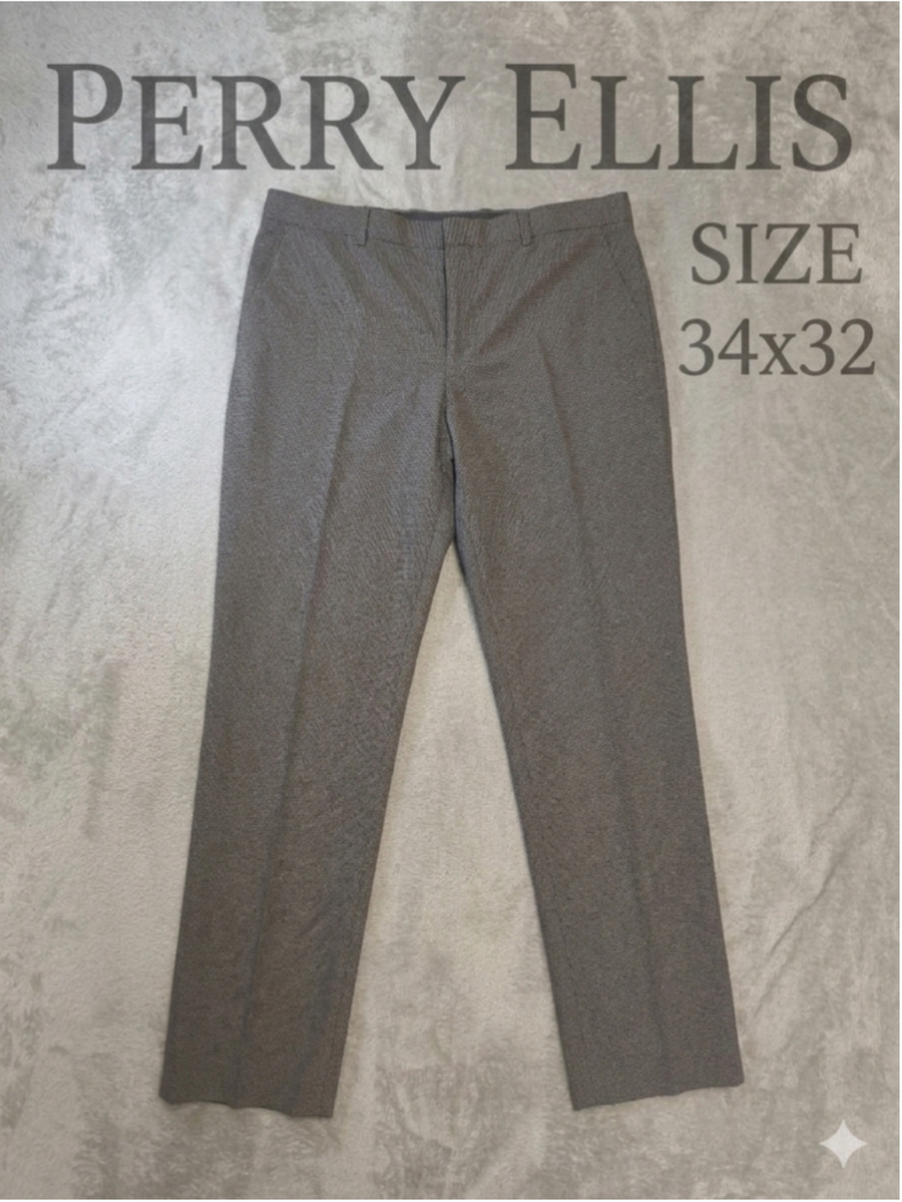 Perry Ellis Men's Stretch Dress Pants Gray Textured Trousers Size 34x32